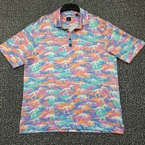 Construct Golf Polo Shirt Men Extra Large Dinosaur Short Sleeve Collared XL